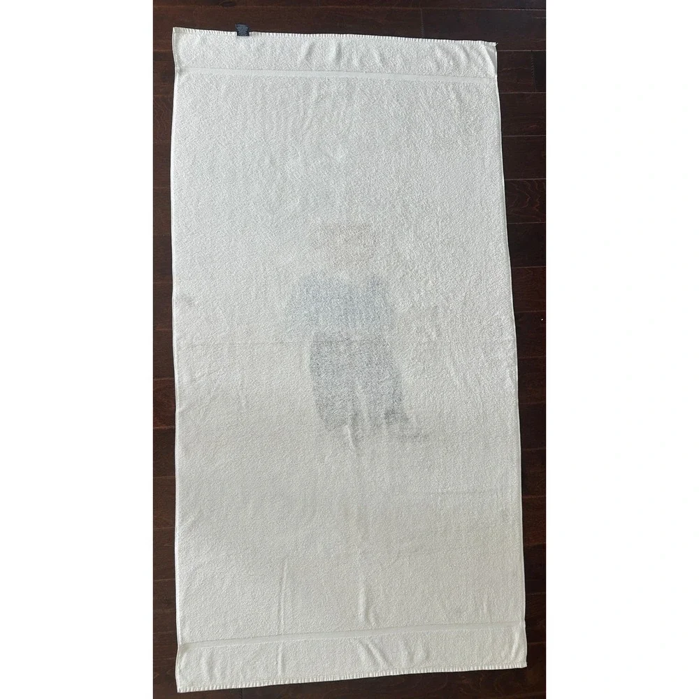 Vintage 90s Ralph Lauren Beach Towel OS White Polo Bear Golf Graphic USA Made